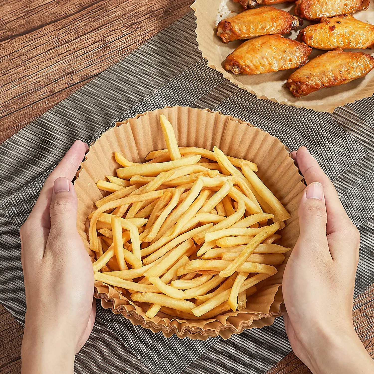 Resistant  Silicone  Air Fryer Liners  Oil-proof Coated Round Parchment Paper  Parchment for Baking Roasting