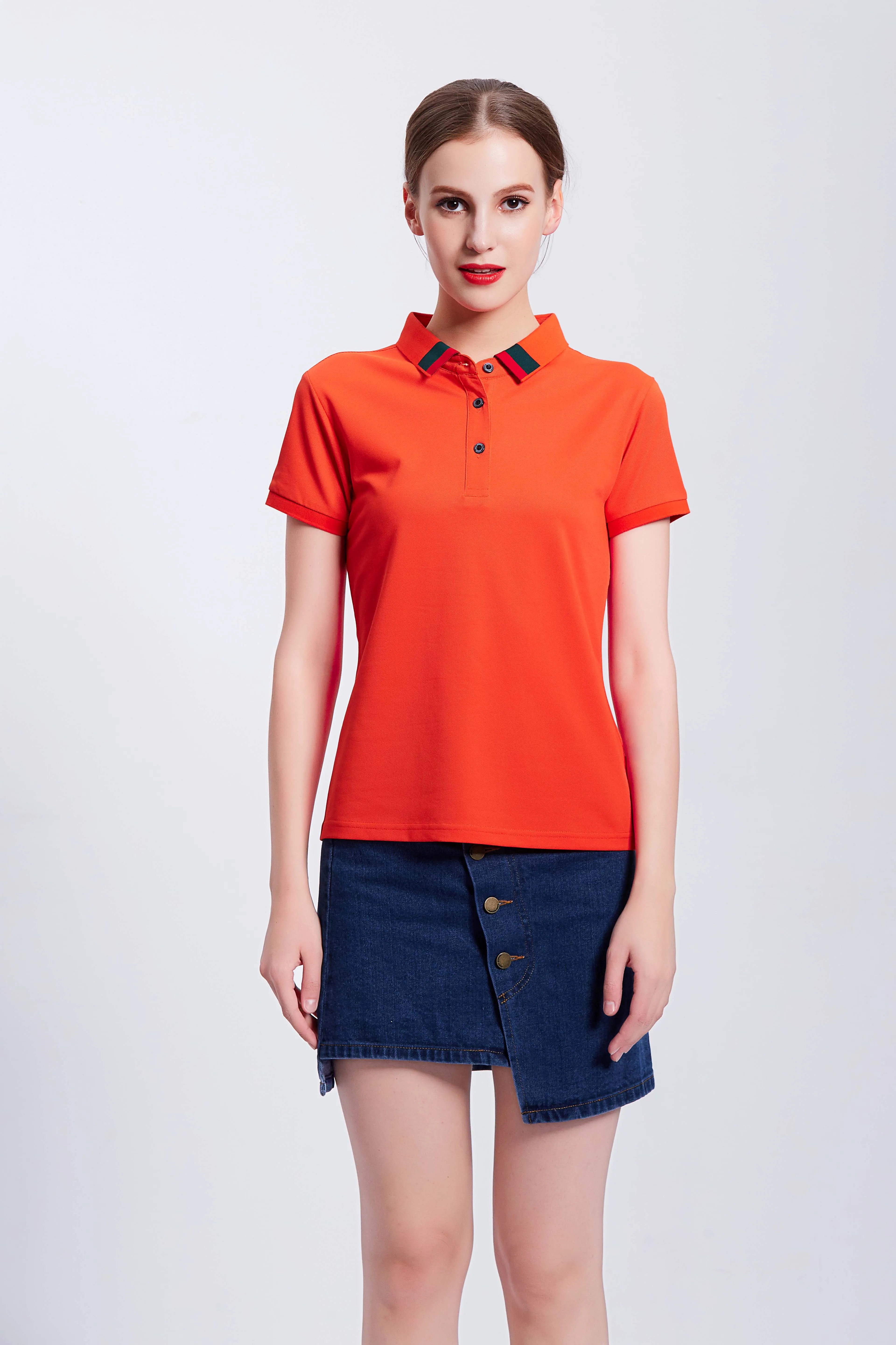 Wholesale Restaurant Uniform design orange custom polo shirts unisex