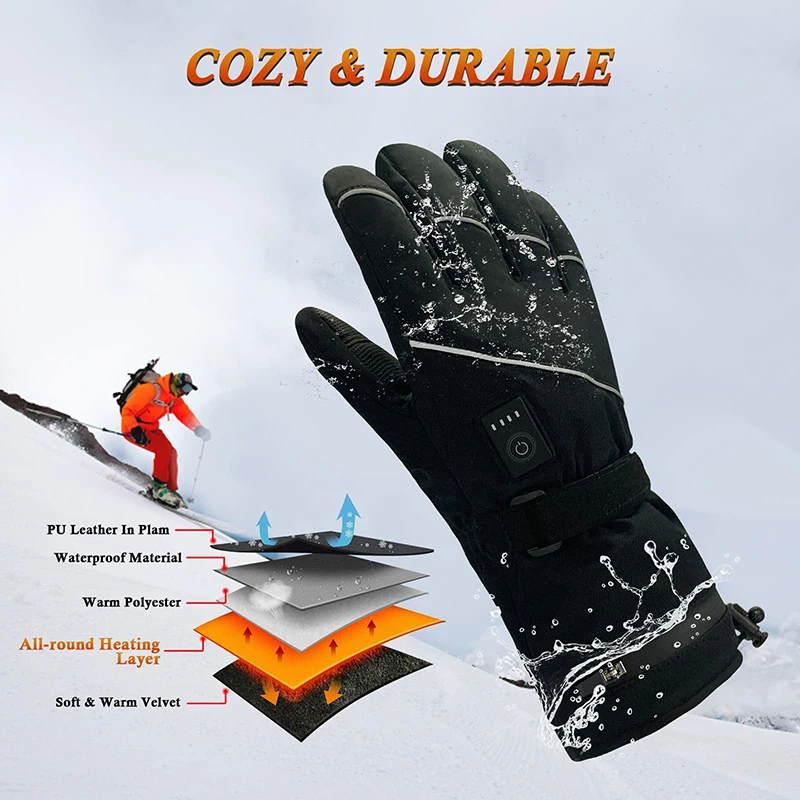 Outdoor Intelligent Safety Unisex Electric Heated Winter Motorcycle Heating Gloves Products Rechargeable With Battery