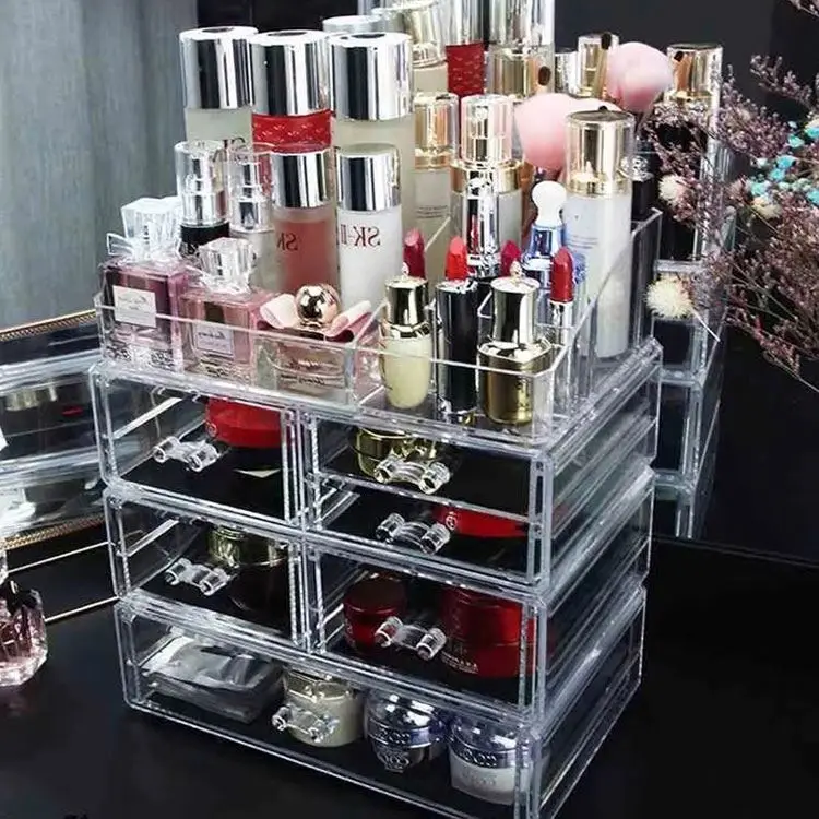 Retail acrylic cosmetic display stand eco-friendly acrylic cosmetic storage box acrylic cosmetic display box