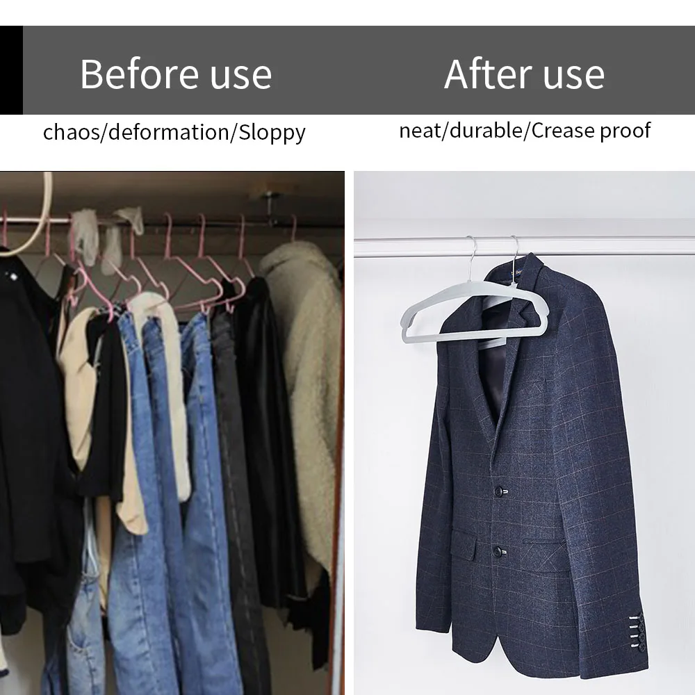 Factory Custom Baby Kid Adult Clothes Hanger Flocking Hook Non-Slip Plastic ABS Velvet Suit Coat Clothes Hangers