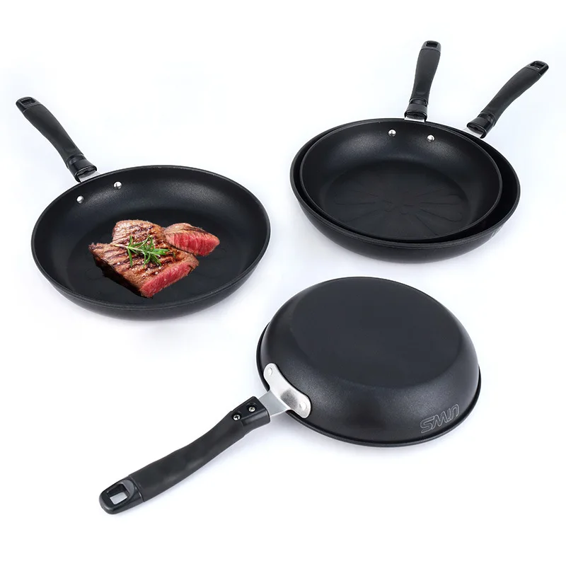 Non-stick Pan Kitchen Household Single-handle Frying Steak Fish and Shrimp Multi-size Baking Non-stick Flat Frying Pan