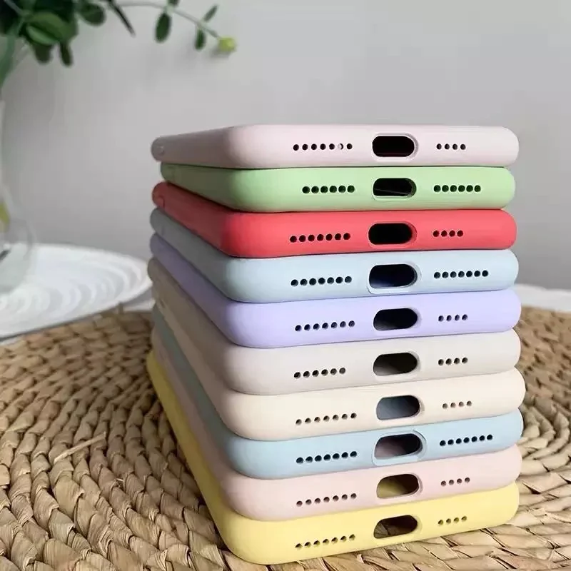 Чехол из жидкого силикона с логотипом для Apple iPhone X XR XS 11 12 13 14 Plus Mini
