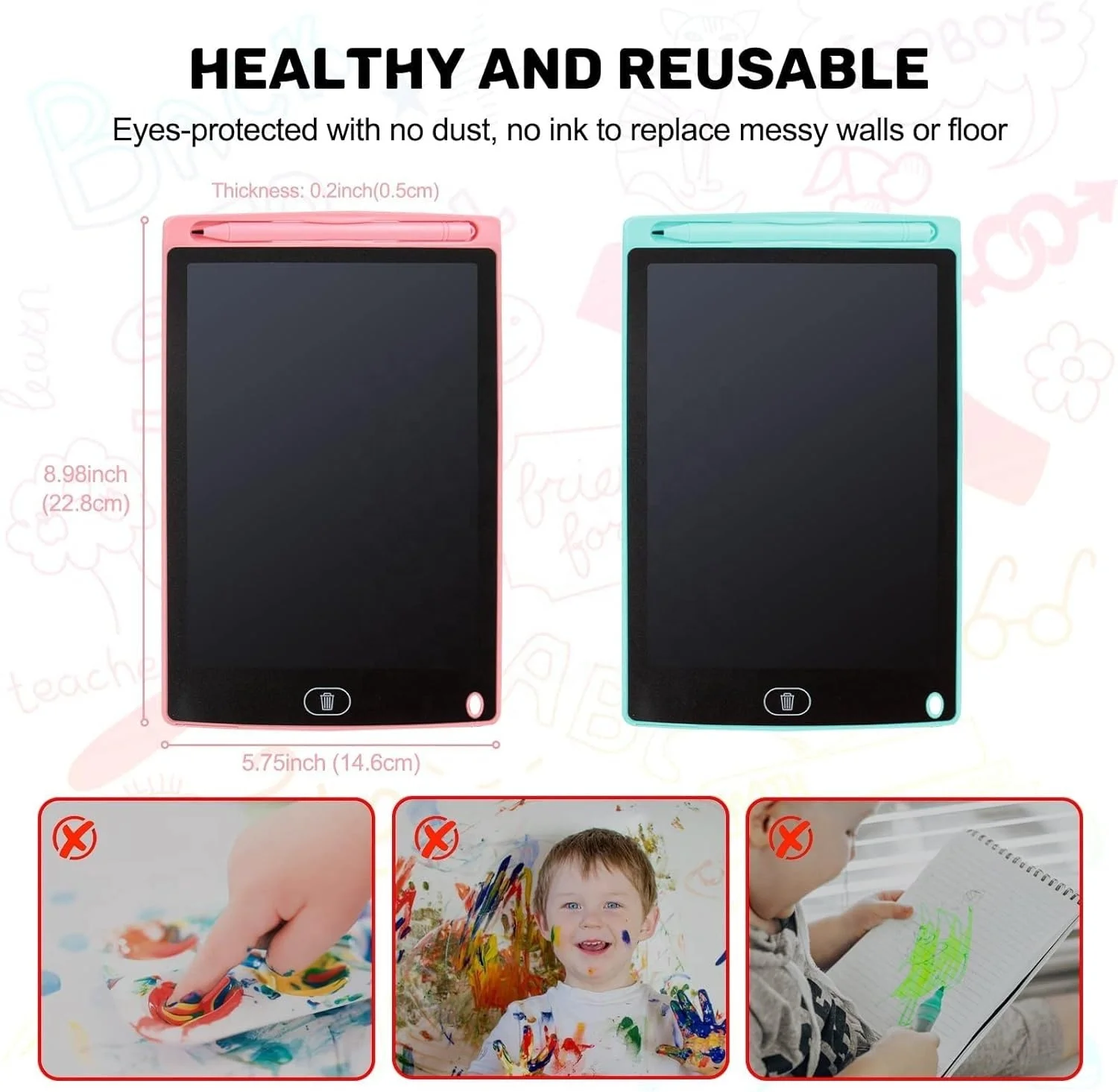 Christmas Gifts for Kids Lcd Writing Tablet Digital Drawing 8.5' 10 12' Paperless Notepad Handwriting Pad