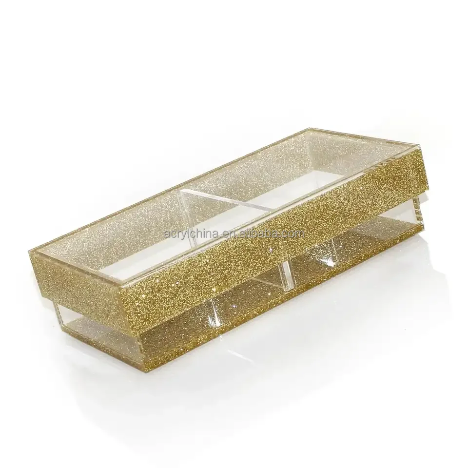 Acrylic Factory Customized Square Golden Tray High Quality Storage Display Tray Party Wedding Cake Food Tray