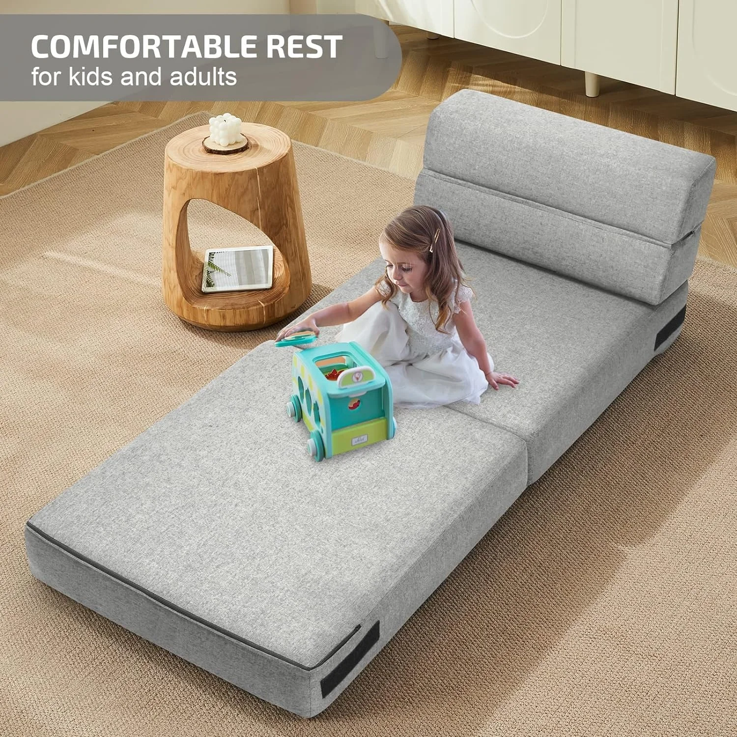 Convertible Folding Memory Foam Chair & Floor Sofa & Bed Couch and Sleeping Mattress for Living Room