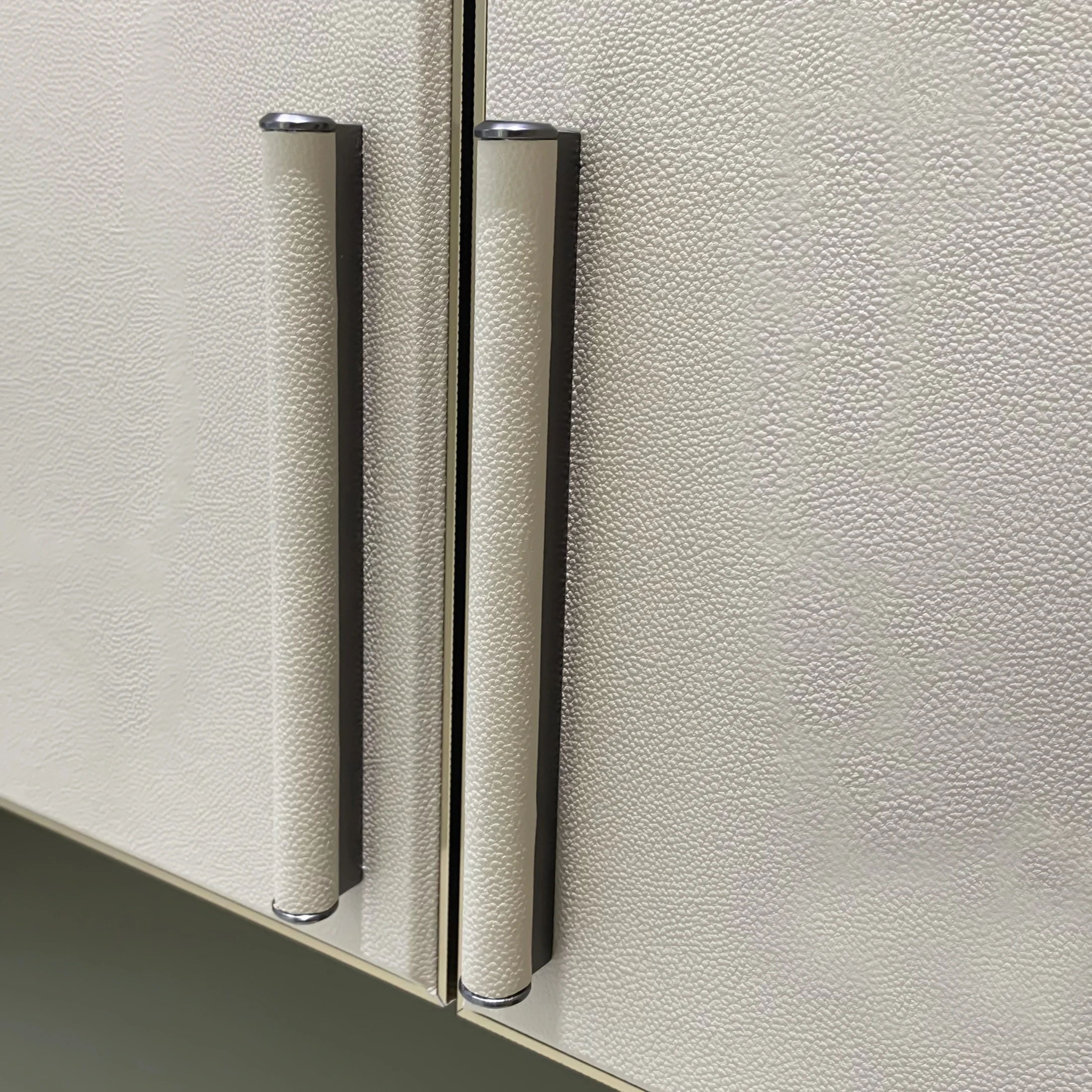 High end wardrobe leather door handle hardware 128mm drawer leather handle cabinet