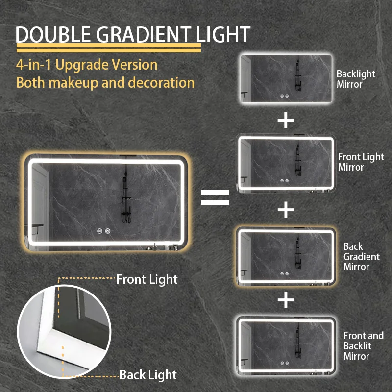 New design bathroom led mirror ip44 ip65 touch sensor bluetooth anti fog bathroom shower smart mirror with led light