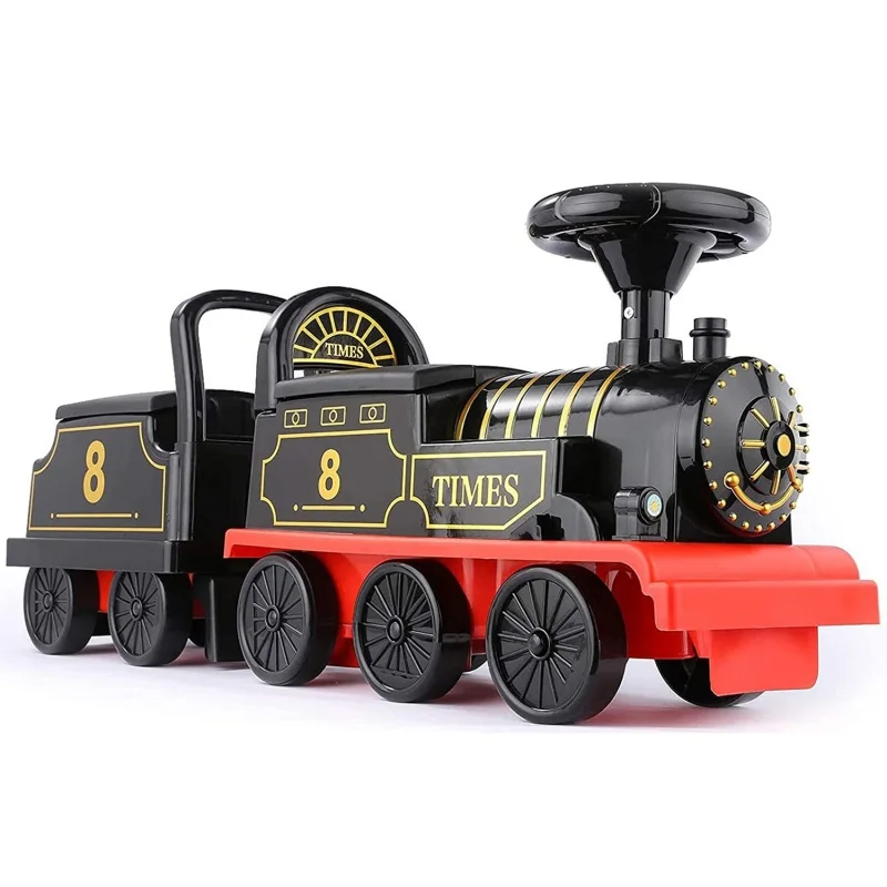 Train Toy Set Tape Strap Car Battery ABS Environmental Plastic Ride on Retro Electric Mini Kids Black Red 2 Pcs Plastic Factory