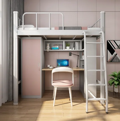 Steel Bunk Beds Metal Bedroom Furniture Modern School Bed School Table CA-231 with Wardrobe and Desk College Students Adult