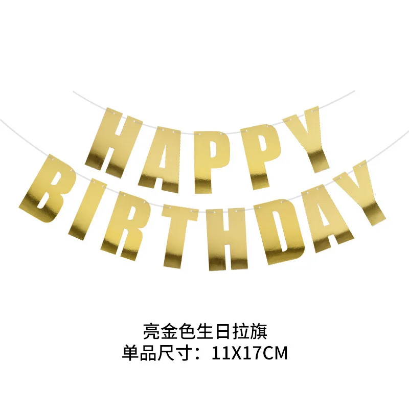 Birthday Sparkling Pink Scallion Flag Colorful Gold Triangle Flag Party Scene Decoration Photography Props