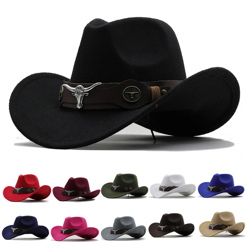 Fashionable Cowboy Hat with Western Style Belt in Solid Color Cowboy Hat