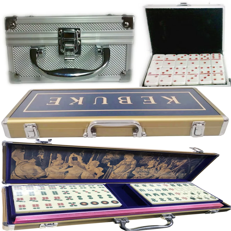 Dealer Singapore Style Mahjong Case With Tray Inside And Logo Print China Mahjong Tanwan Mahjong Kit