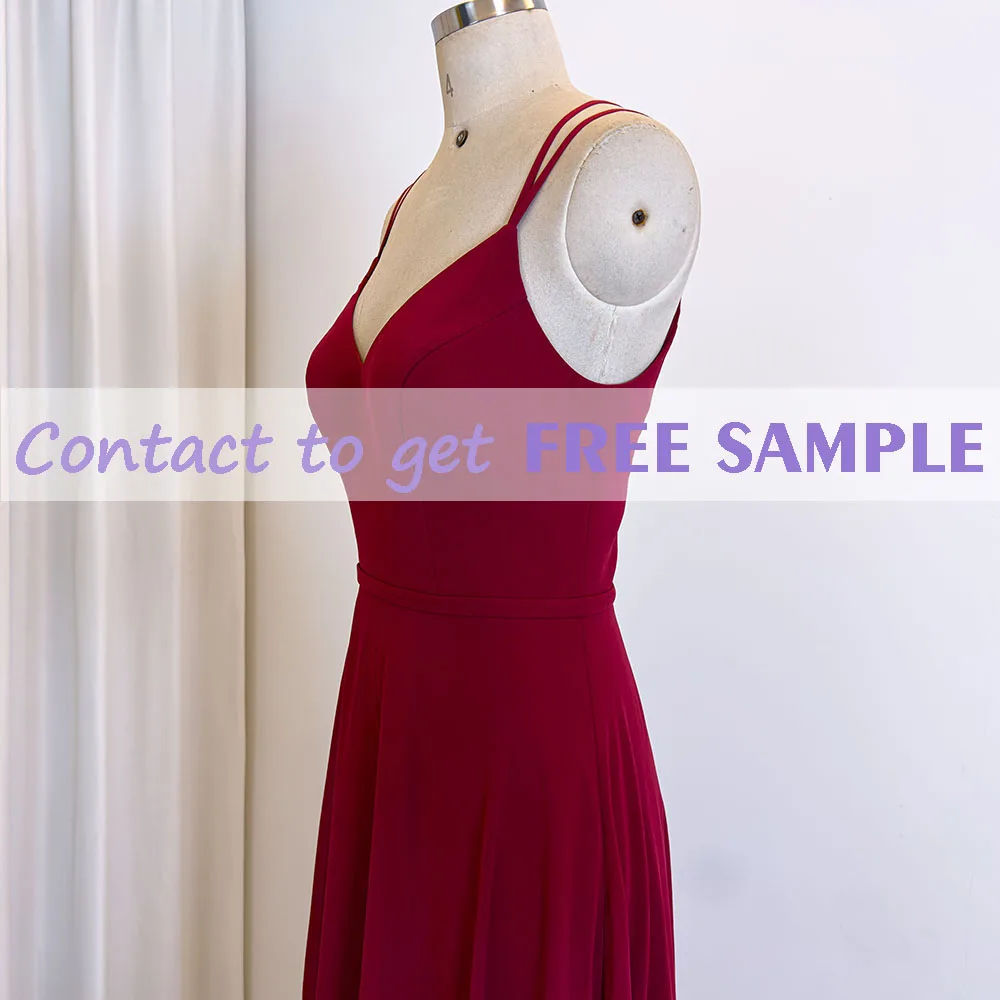 TEENYEE Ladies Back Slip Floor-Length Bridesmaid Dress Large Sizes Red Evening Dresses For Women Bridesmaid Dresses Wedding