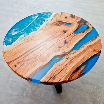 Modern Furniture Factory Direct Solid Walnut Wood Cafe Coffee Kitchen Restaurant Wooden River Epoxy Resin Dining Table