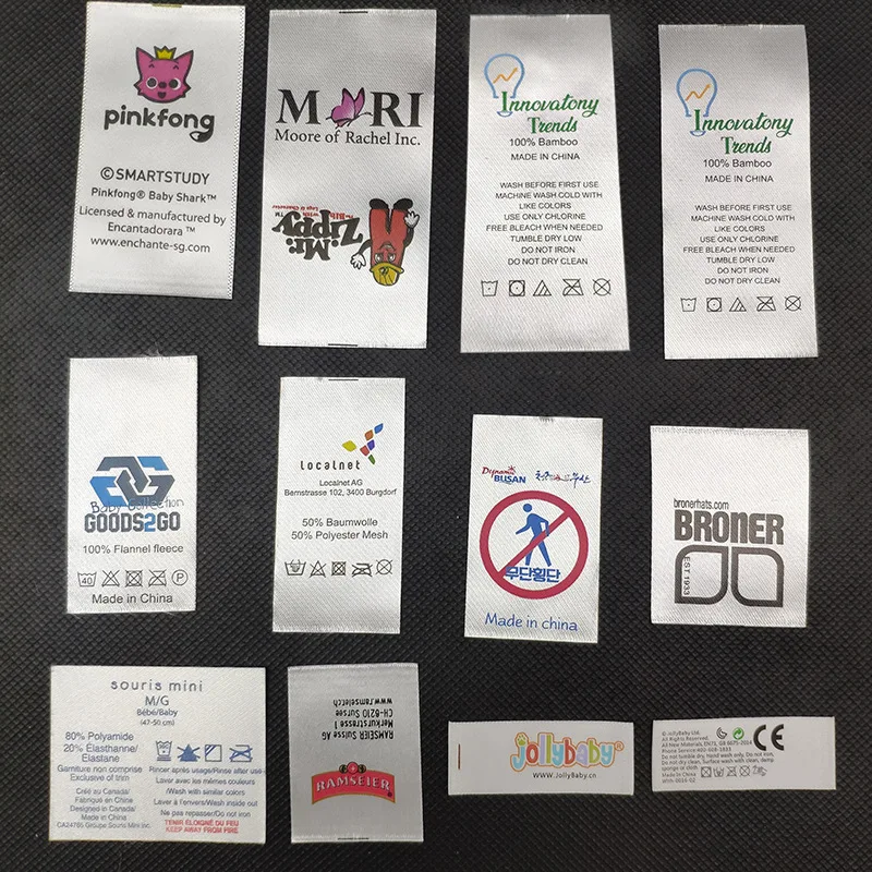 Washing Symbol Care  Wash Label For Clothes Care Label wholesale custom clothing brand woven label for clothing