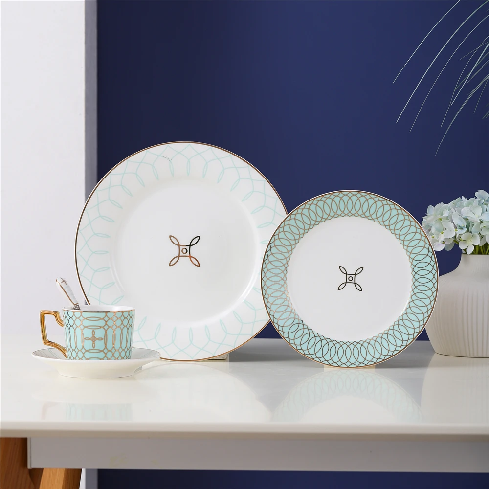 European style restaurant home used dessert plates bone China ceramic dinner plate set for wedding