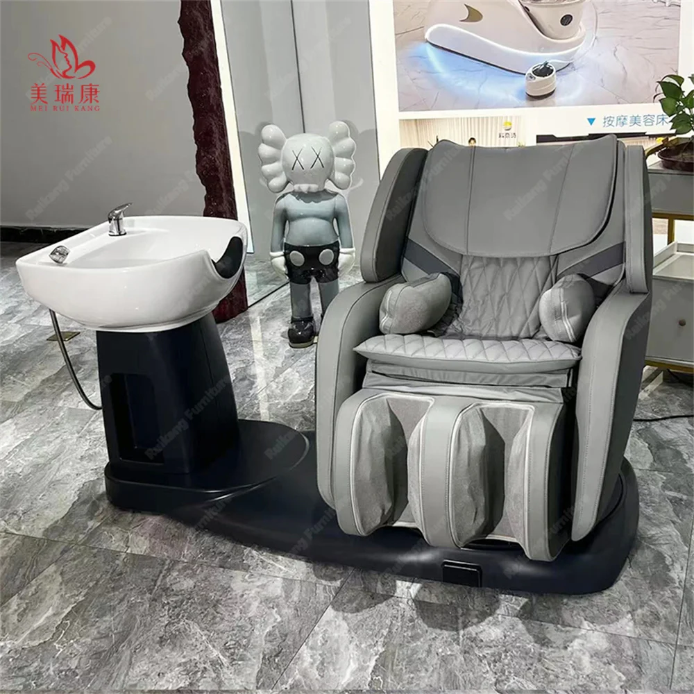High quality 2 motor electric massage rotating shampoo bed with customizable colors for salon barber shop