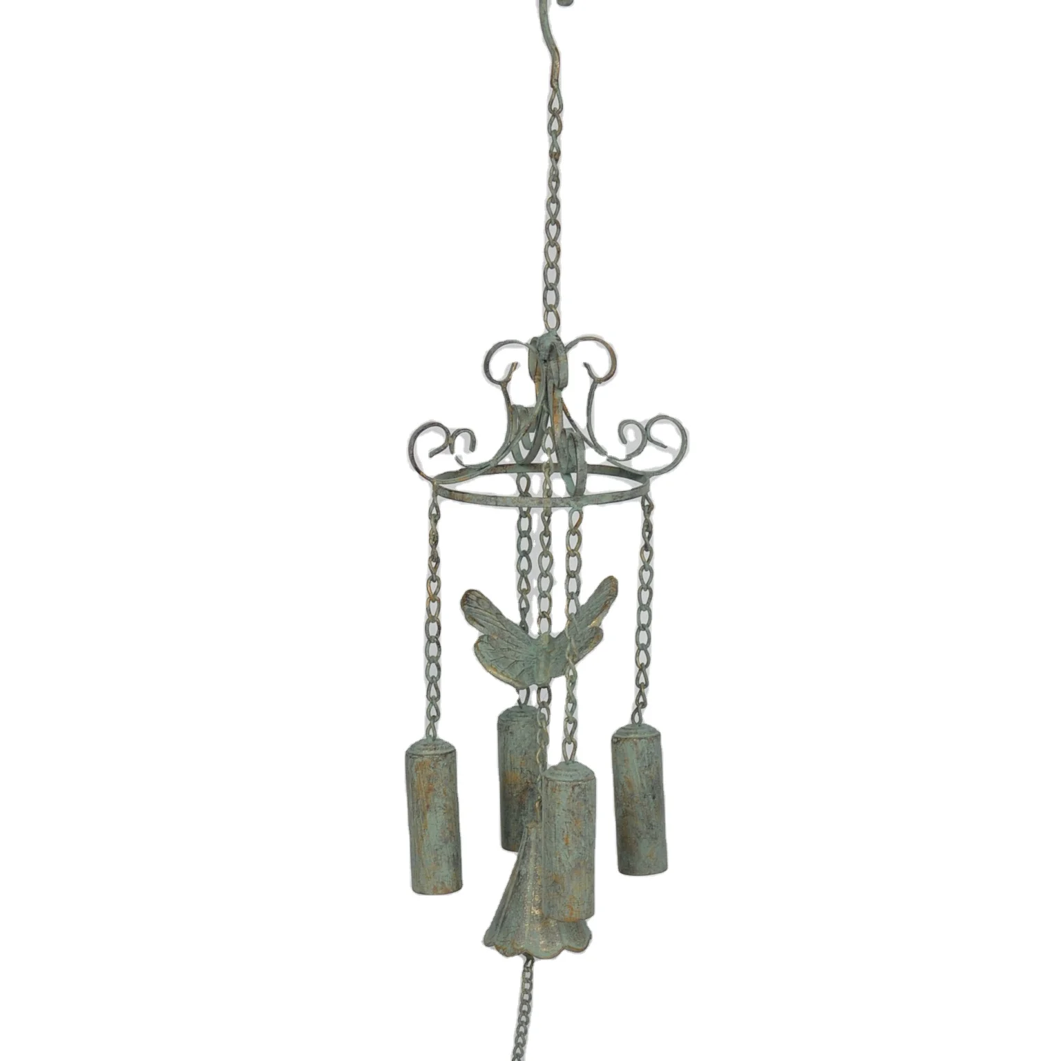 Metal Antique Clock Wall Mounted Garden Bird Heart Small Ornament Outdoor Wind Chimes