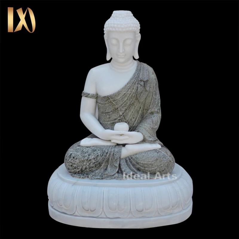 Идеальное искусство, ручная резка, уличное украшение для сада, камень в натуральную величину, религиозная фигурка, статуи Будды из белого мрамора, скульптура