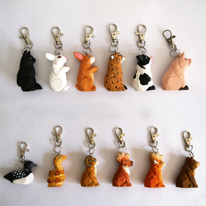
Wholesale Key Chain Custom Logo 3D Cute Wooden Animal Shape Keychain for Promotion Gift 