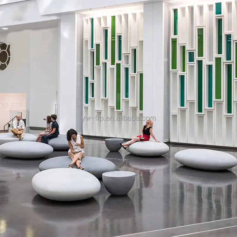 Seater Armless Airport Waiting Public Chair Fiberglass Cobble Seat for Public