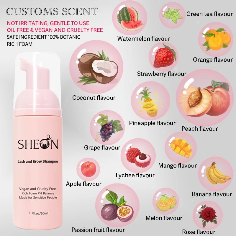 Sheon Lash Shampoo Private Label Lash Cleanser Vegan Eyelash Extension for Lash Wash Eyelash Foam Cleanser