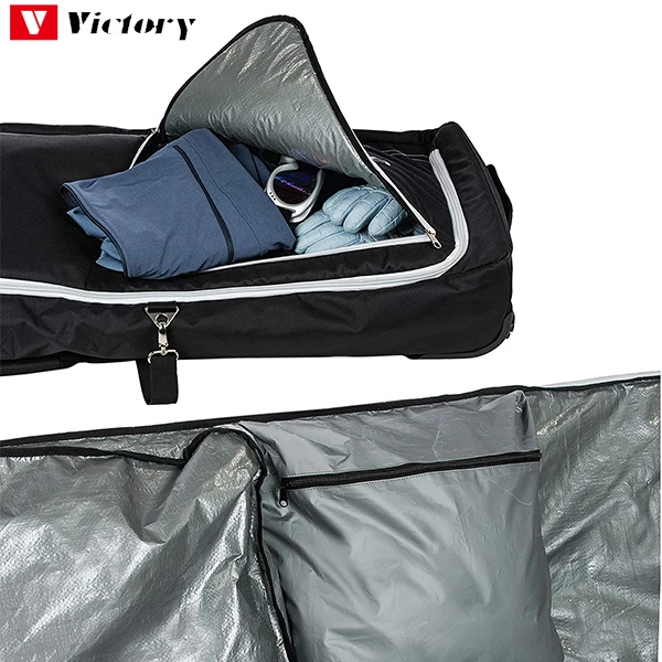 2022 Padded More length 152cm ski bags with wheels wheeled ski bag ski bag with wheels