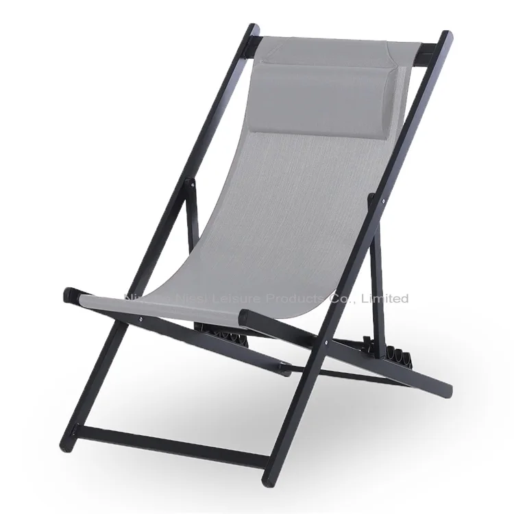 Outdoor Aluminum Sling Reclining Folding Beach Pool Sun Lounger Deck Chair