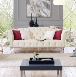 Dongguan furniture wholesale Classic Fabric Chesterfield Button Tufted Sofa Set Design For Living Room Sofa