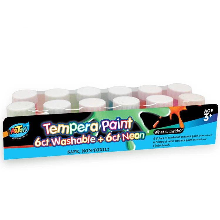 Professional supplier 20ml*6colors washable kids tempera color paint set  Non Toxic For Kids
