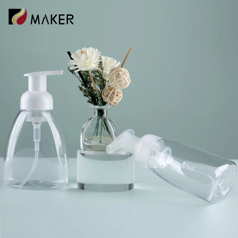 Custom Logo 250ml 300ml 500ml Transparent Foaming Bottles Clear PET Plastic Liquid Soap Hand Wash Foamer Mousse Foam Pump Bottle