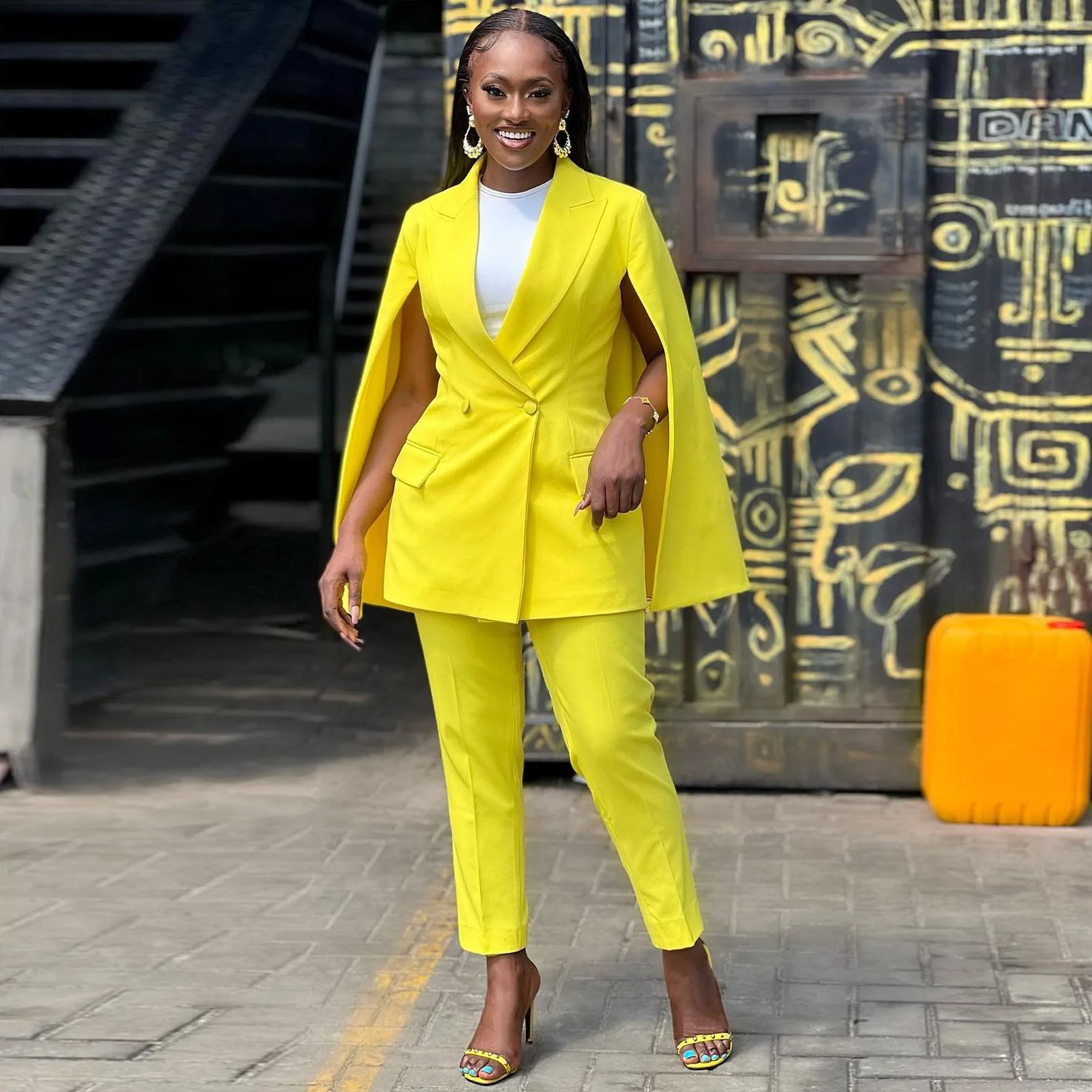 JANHE 2022 New Arrivals Lady Lapels Two Piece shawl collar Suit Office Outfit Blazer Coat And Pants Sets Long Sleeve Blazer Suit
