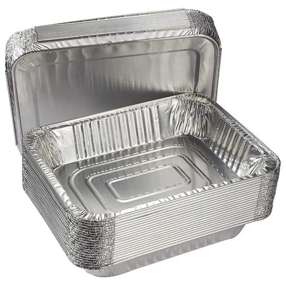 9x13 tin foil aluminum baking tray rectangular heavy duty roasting pans with foil lid for food