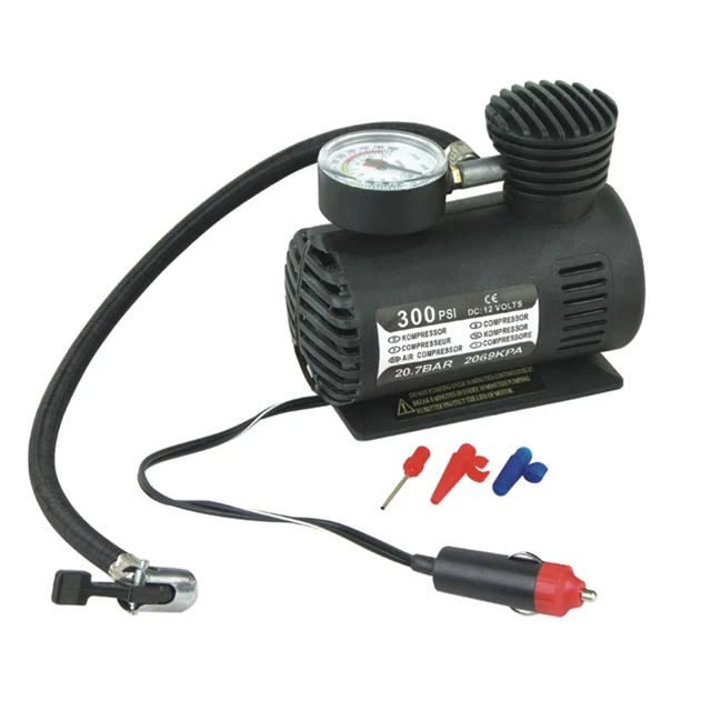 Portable Mini Air Compressor Pump 12V Electric Car Tire Inflator 300 PSI for Bicycles Cars Motorcycles