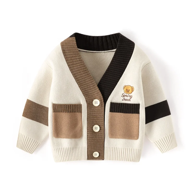 2023 NEW wholesale OEM Anti-pilling cotton baby cardigan blue boy Sweater for Toddler Children