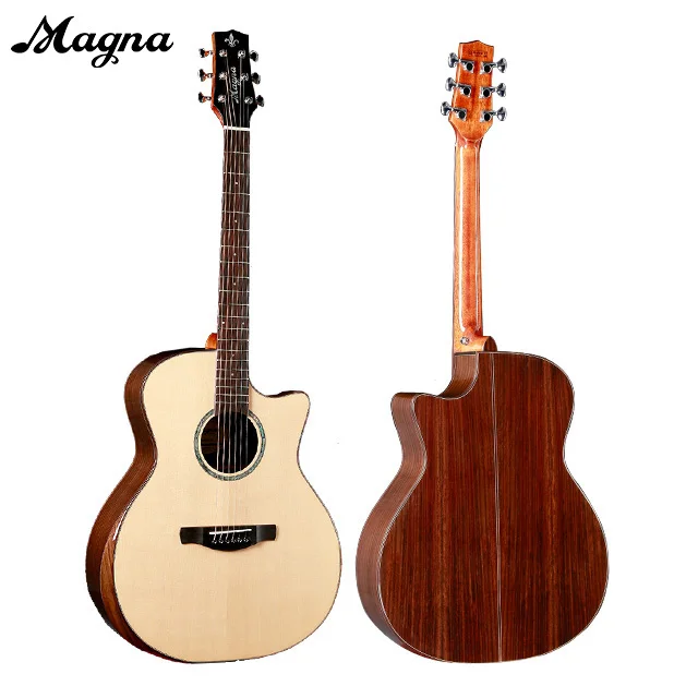41 inch Wholesale OEM ODM High Quality acoustic guitar With Solid Spruce Top Rosewood back & side solid top gloss custom Guitar