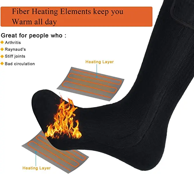 Winter Cotton Warm Feet Rechargeable Battery Three Levels Temperature Control Thermal  electric heated socks for women men