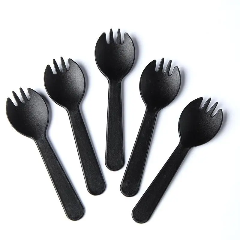 Disposable fruit fork dessert spoon plastic tableware spork