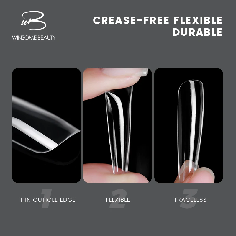 Wholesales 500pcs Nail Tip Boxes Full Cover Nail Tips Coffin Almond Square Uv Soft Gel Nail Extension Ongles Tips