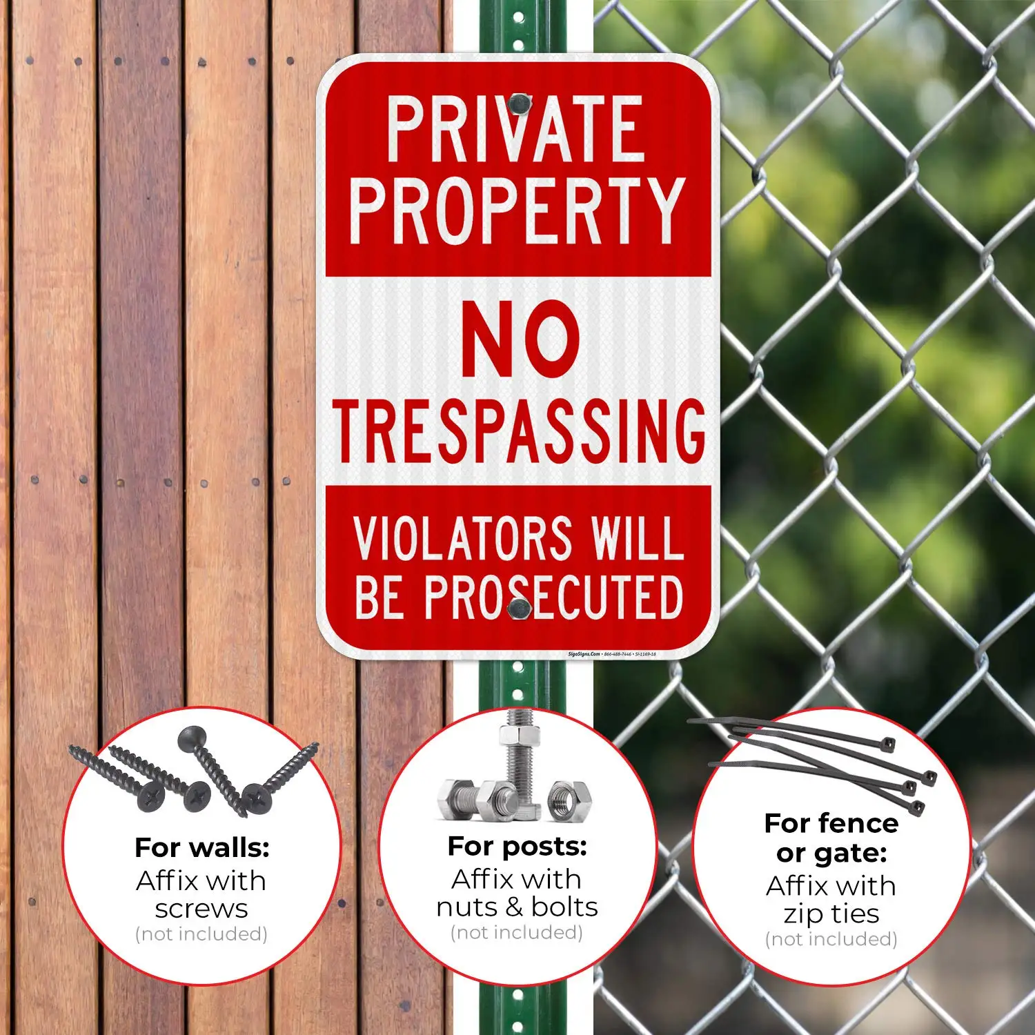 Private Property No Trespassing, Violators Prosecuted Sign 12x18 Inches, 3M EGP Reflective .063 Aluminum, Indoor/Outdoor