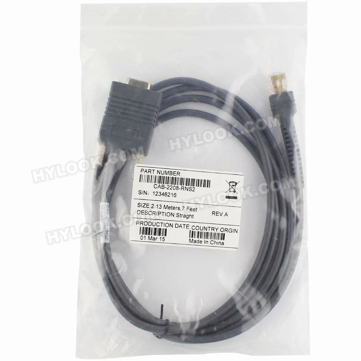 CBA-R01-S07PAR RS232 Cable serie para For Mo torola Symbol LS2208 DS4278  RJ48 a DB9 recto