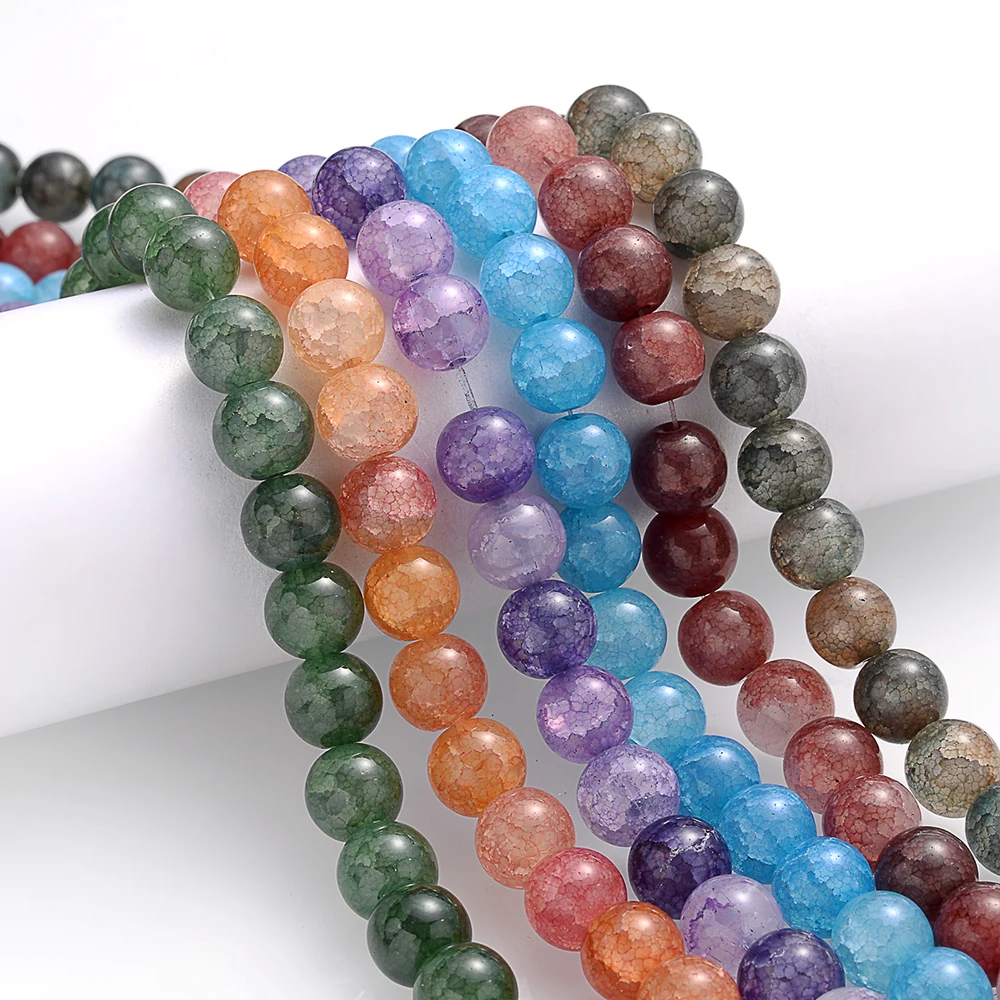 Wholesale 10mm Natural Smooth Multicolor Glass Stone Beads 42 Crystals Round Bulk Spacer Beads For Diy Bracelet Jewelry Making