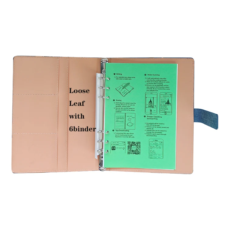 Ready to ship A5 PU Leather 6 Ring Loose Leaf Budget Binder Planner Reusable Notebook With Cash Envelope