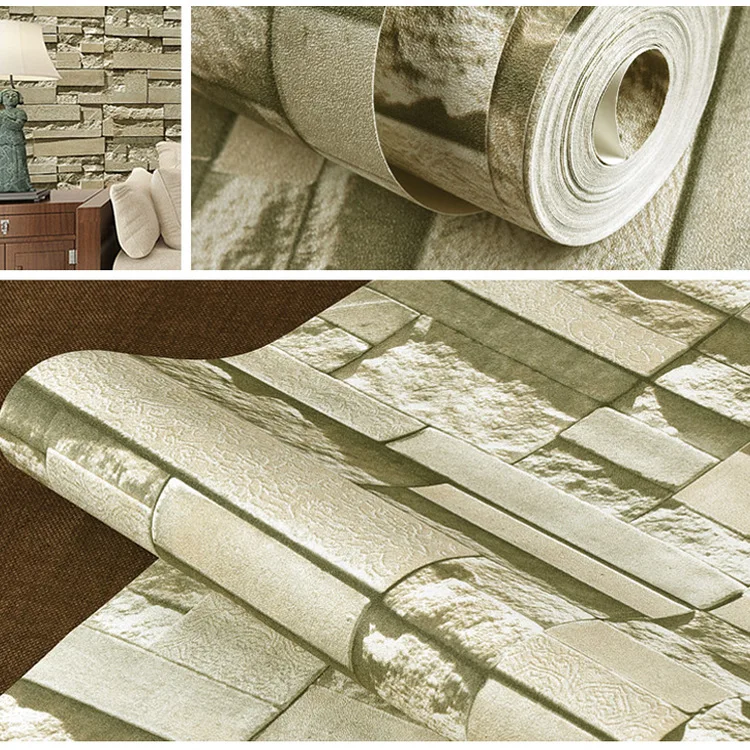 Retro 3D stereoscopic stone wallpaper simulates brick pattern white brick restaurant