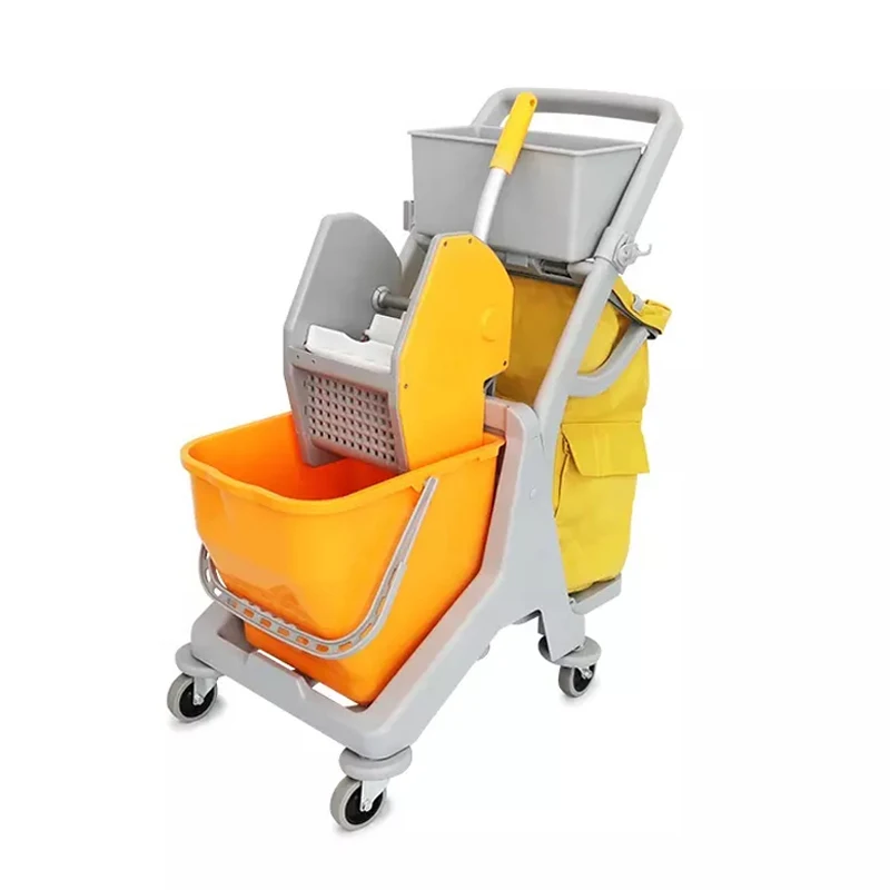 46L Plastic swabber bucket service cart Floor Cleaning Mop Down press double wringer trolley