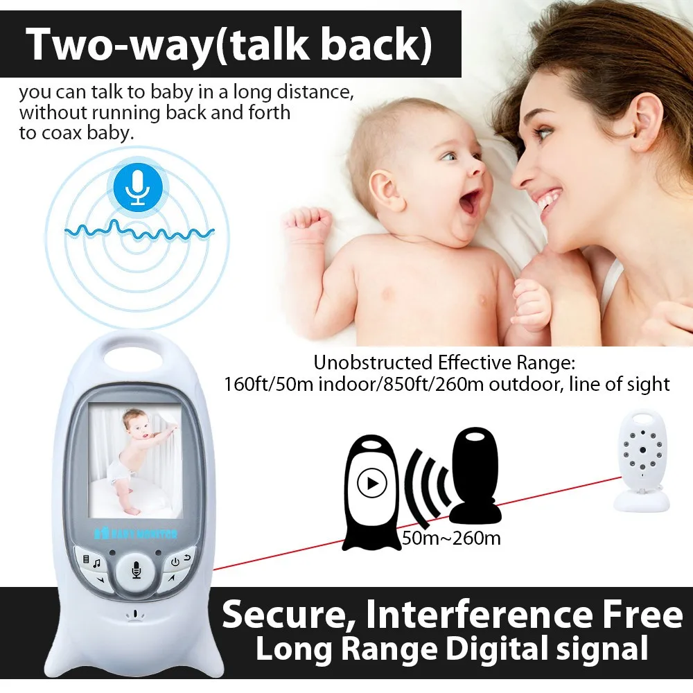 
Digital Video Baby Monitor vb601 With Night Vision Two Way Talking And Room Temperature Monitoring Remote baby Camera 