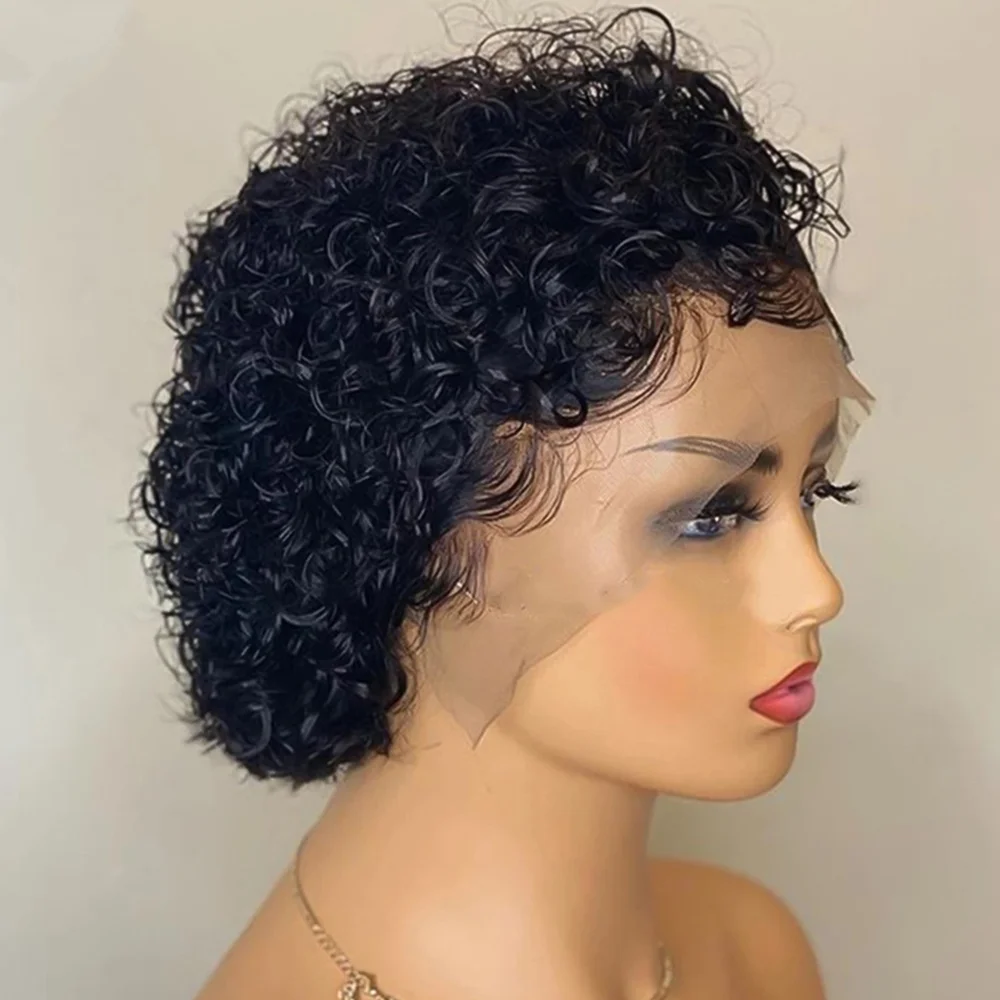Natural Hairline Short Curly Bob Wigs virgin Brazilian Human Hair Lace Front Wigs for Black Women