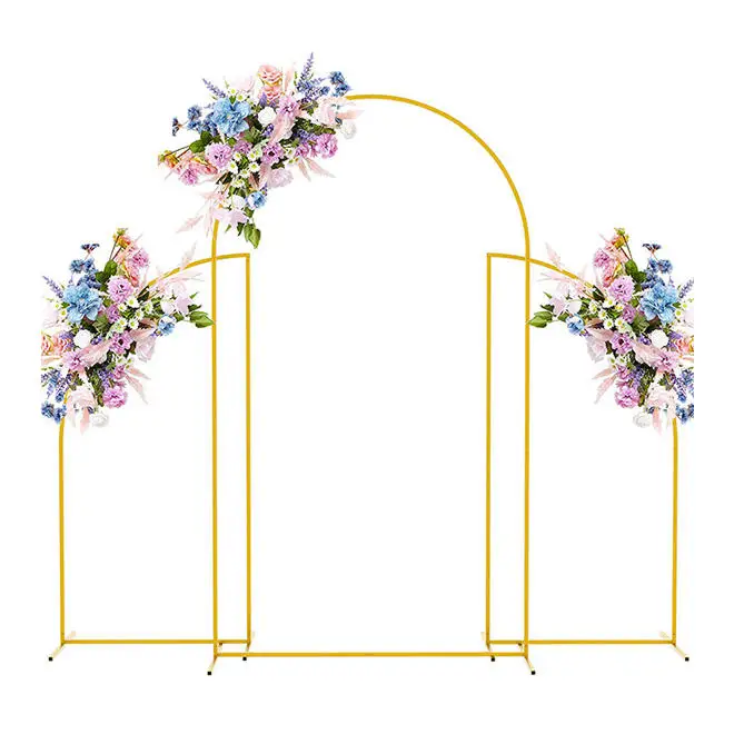 3 Pcs/Set Outdoor Wedding Arch Props Wrought Iron Geometric Irregular Flower Stand Party Birthday Backdrop Balloon Decor Shelf