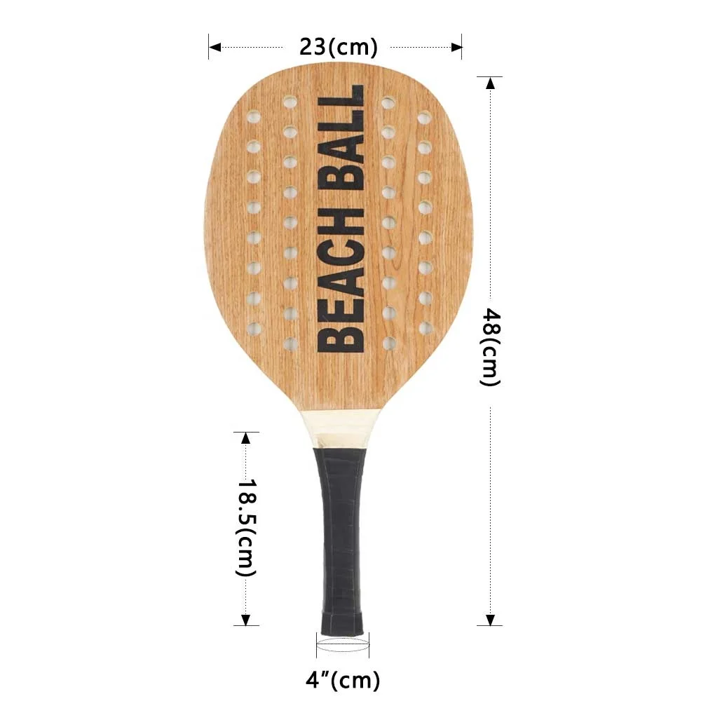 New Beach Paddle Game Set  wooden beach paddle +black  handle with 2 rackets 2 pickleballs and a mesh bag PG014